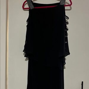 MSK Black Asymmetrical Dress with Embellished Straps